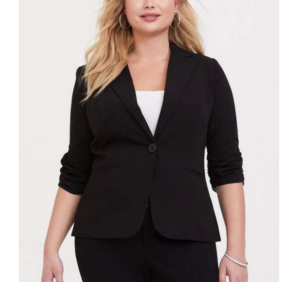 Torrid Black One Button Blazer 2X Classic Preppy Office Closet Essential - Picture 1 of 6